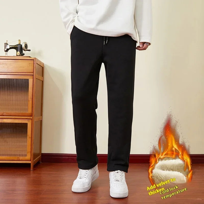 Winter Thick Warm Fleece Pants Men Thermal Long Trousers Men Fitness Drawstring Jogging Sweatpants Gym Running Jogger Sweatpants