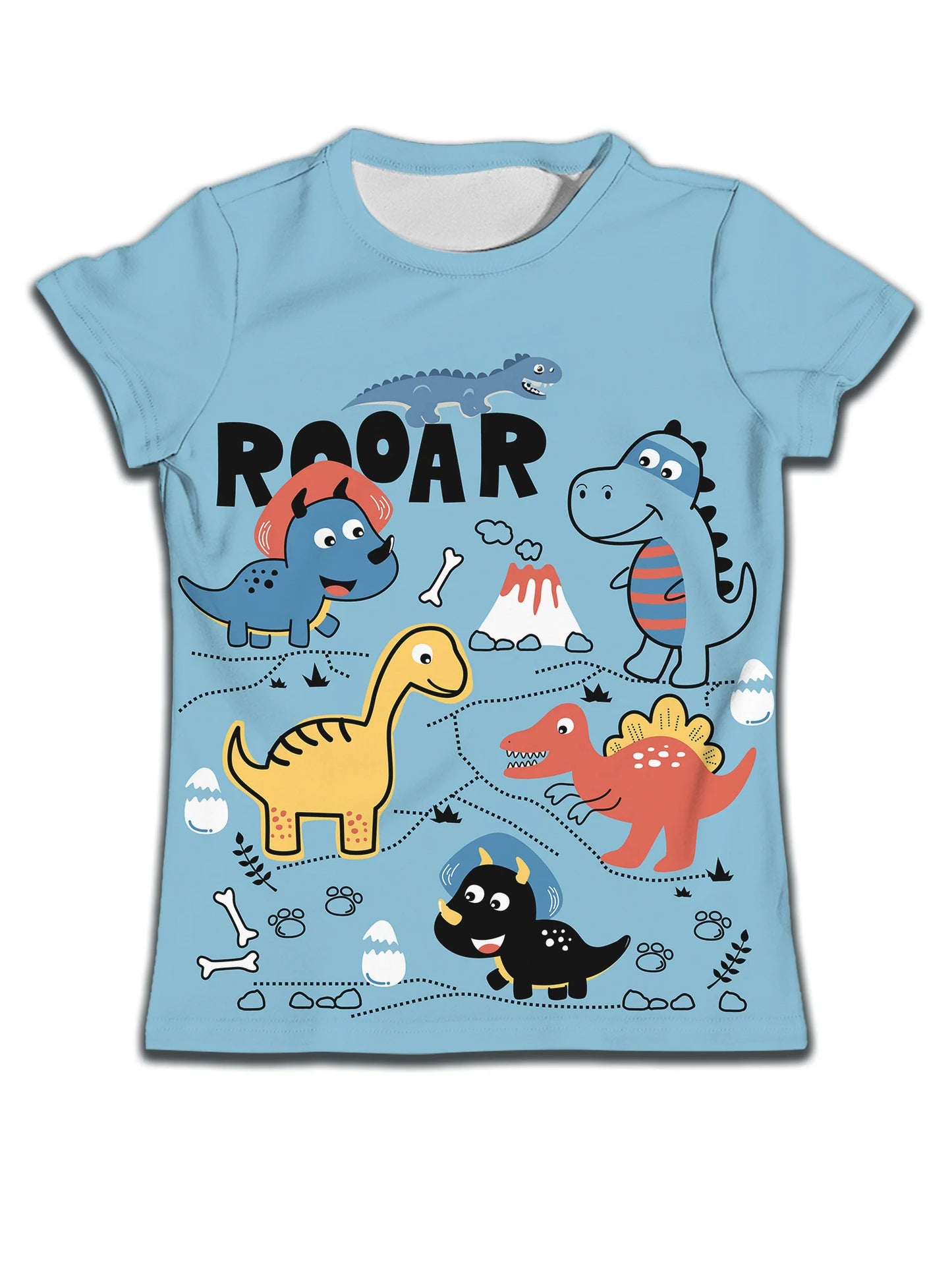 New Boys Short Sleeve T-shirt for Kids Clothing Girl Dinosaur Paradise Graphic Shirts Girls Items Cartoon Blue Baby Boy Clothes