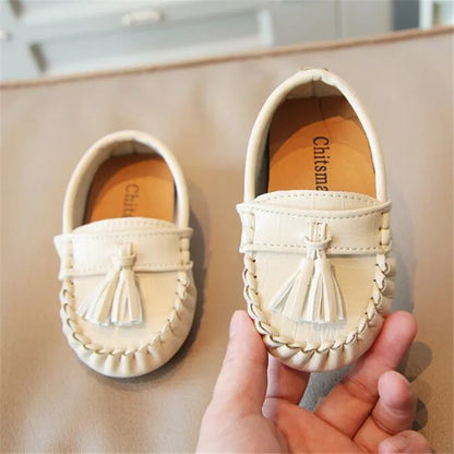 Children Leather Shoes for Toddlers Boys Medium Kids Kindergarten Casual Loafers with Metal Chains Chic Fashion Moccasins 26-36