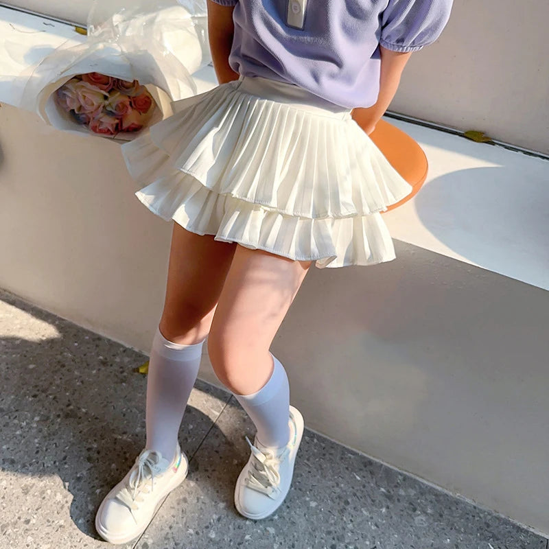 Girls' Cake Skirt Summer White Half Skirt Princess Style Children's Fluffy Short Skirt Fashionable Street Style Baby