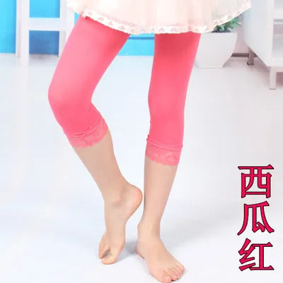 Spring Summer Baby Girls Lace Fungus Leggings Candy Black White Velvet Children Stockings Knee High Long Pants for Kids Clothing