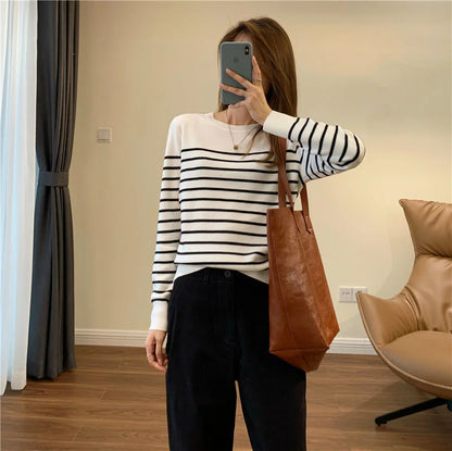 New Fashion Womens Sweaters Casual Long-Sleeved Elegant O-Neck Basic Pullover Soft Streetwear Chic Knitwear Sweaters Top