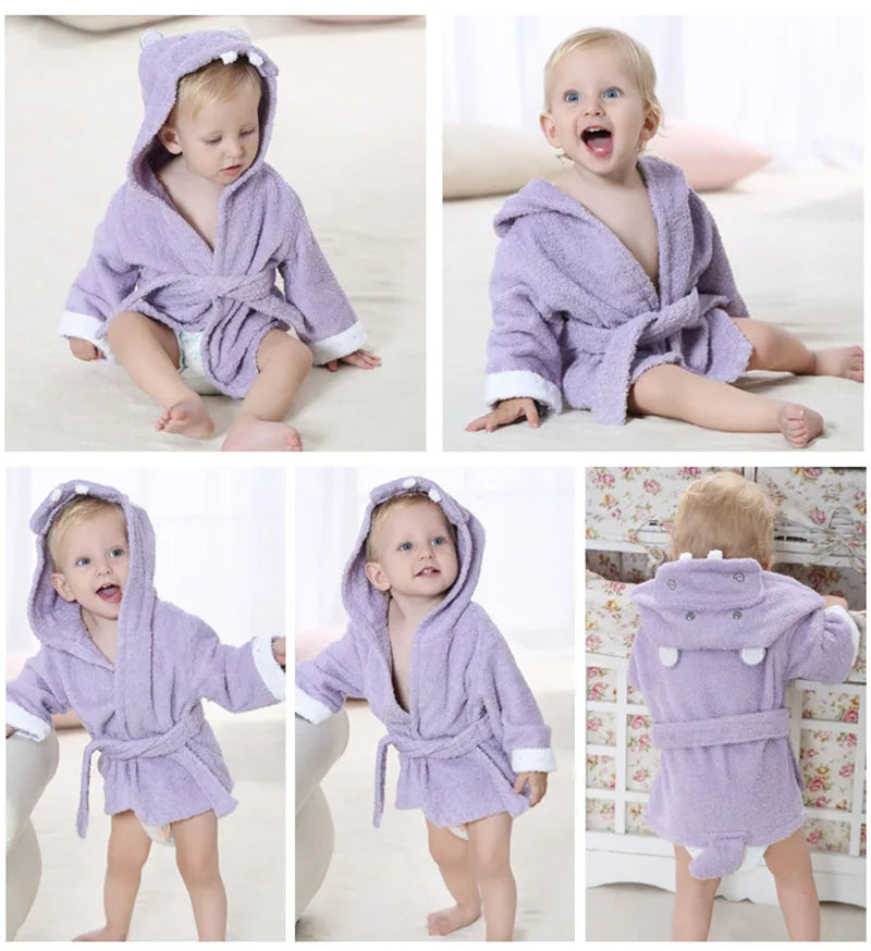 0-2Y Cotton Kids Robes Newborn Bath Towel Hood Cartoon Fashion Sleepwear Girls Boys Bathrobe For Children Baby Receiving Blanket