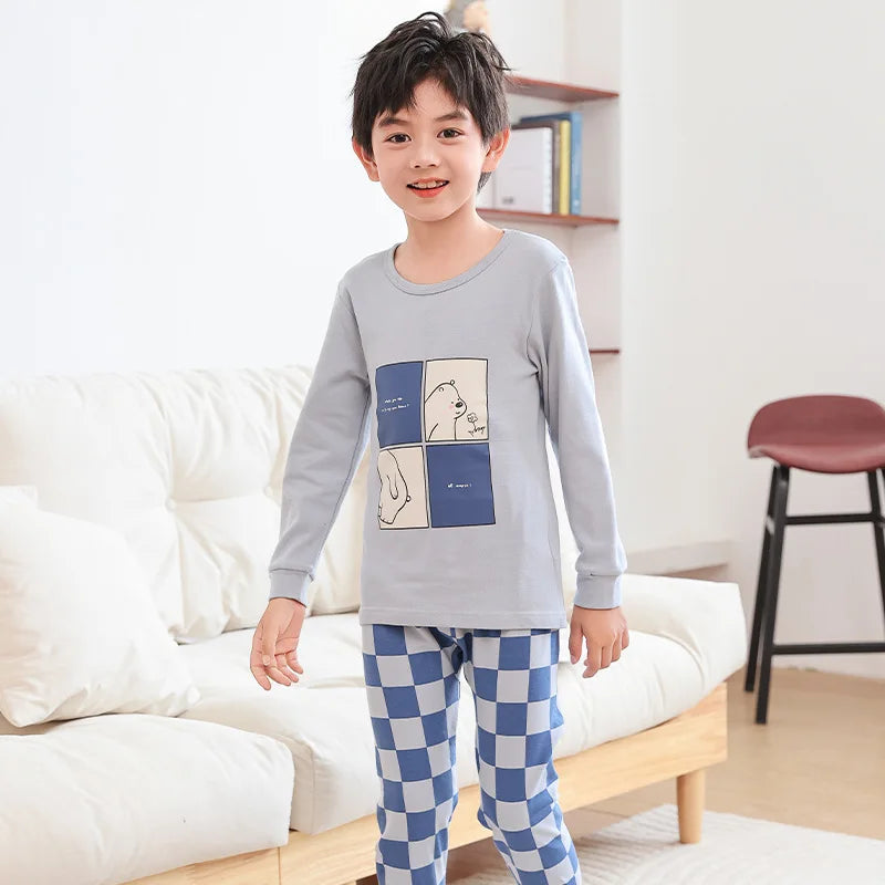 Baby Boys Pajamas Autumn Long Sleeved Children's Clothing Sleepwear Teen Pajama Cotton Pyjamas Sets for Kids 6 8 10 12 14 Years