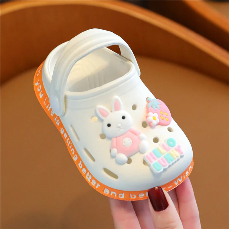 Kids Summer Outdoor Slippers Girl Baby Cartoon Pink Rabbit Antiskid Light Slippers Children Boys Cute Animal Sandals