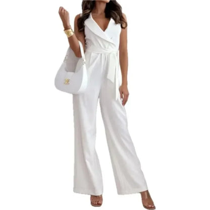 Women's S-2XL size Summer Fashion High-waisted Commuter Jumpsuit New Personalized Lace-up Pants