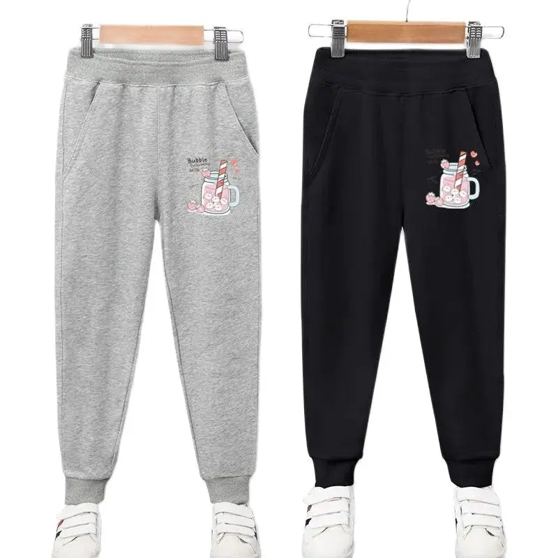 3-14 Years Girls Spring Sport Pants Cotton Comfortable Jogger Pants Children Birthday Present Rabbit Ear Print Trousers