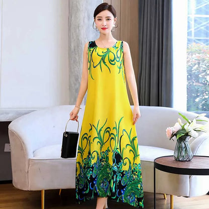 New Hot Fashion Summer Dresses For Women Print Vintage O-neck Dress Sundress Fashion A-line Dress Women Clothing