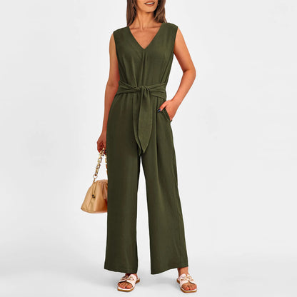 Fashion Women Wide Leg Trousers Jumpsuit Summer Sexy Deep V Short Sleeve High Waist Bodysuit Female Office Elegant jumpsuits