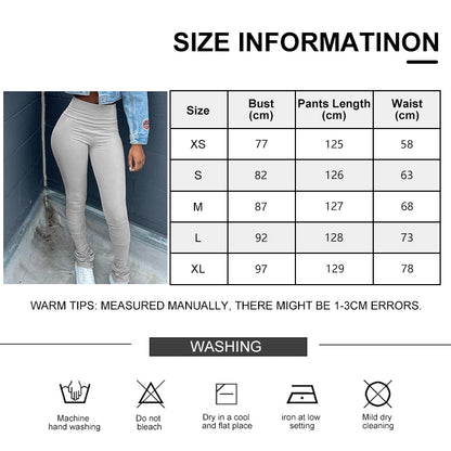 Tight Fitting High Waisted Jogging 2023  Women Y2K Pencil  Pants New Solid Color Ruched Stacked Sweatpants Fashionable Casual