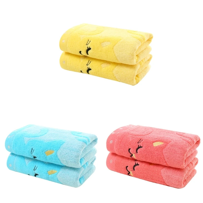 1 pc Bamboo Fiber Towel Bath Towel Kids Soft Super Absorbent and Fast Drying Towel Bathing Feeding Cartoon Cat Cotton Towel