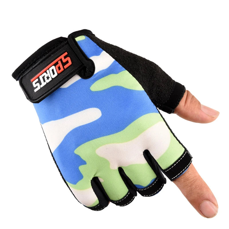 Children Cycling Gloves Kids Half Finger Gloves Elastic Non-slip Bicycle gloves