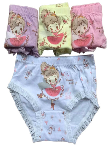 Girls Briefs Fine Cotton Underwear Cute Designs Printing Panties Kids Breathable Soft Healthy Underpants Girls Boxer 4pcs/Lot