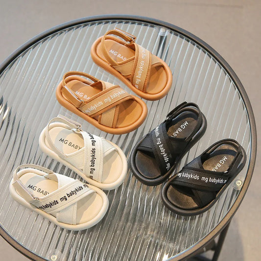 Korean Cross Strap Baby Kids Sandals High Quality Girls solid Summer Sandals Boys Casual Beach Shoes