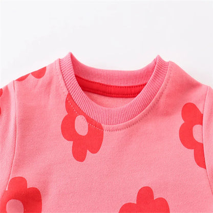 Jumping Meters New Arrival Autumn Spring Girls Sweatshirts Flowers Print Long Sleeve Sport Baby Costume Hooded Shirts Kids Tops