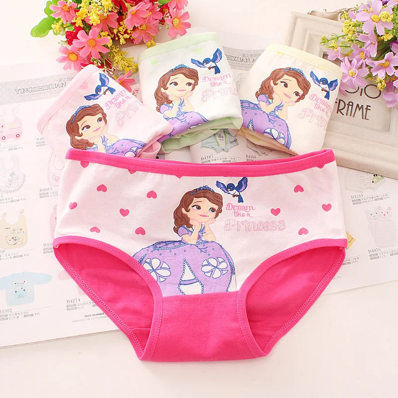 Girls Briefs Fine Cotton Underwear Cute Designs Printing Panties Kids Breathable Soft Healthy Underpants Girls Boxer 4pcs/Lot