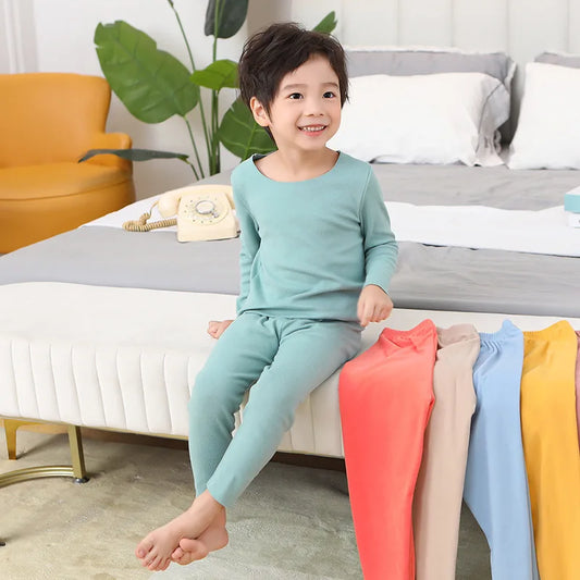 Autumn Winter Kids Thermal Underwear Sets Baby Warm Clothes Boys Girls Tops+Pants Sleepwear Pajamas Soft Warm Children Clothing