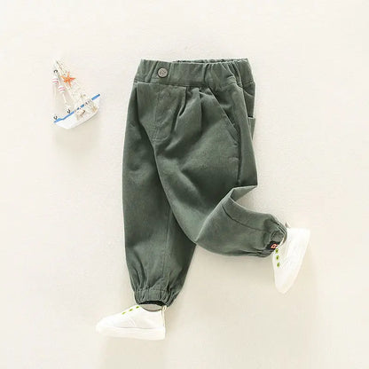 Autumn Children Boys Sweatpants Cotton Letter Sticker Infant Babys Boys Jogger Pants Solid Elastic Waist Toddler Boys Suspenders