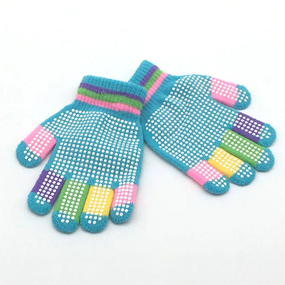 6 Colors Winter Keep Warm Knitted Kids Gloves Children Girl Boys Soft Non-slip Full Finger Mittens Wrist Gloves Wholesale