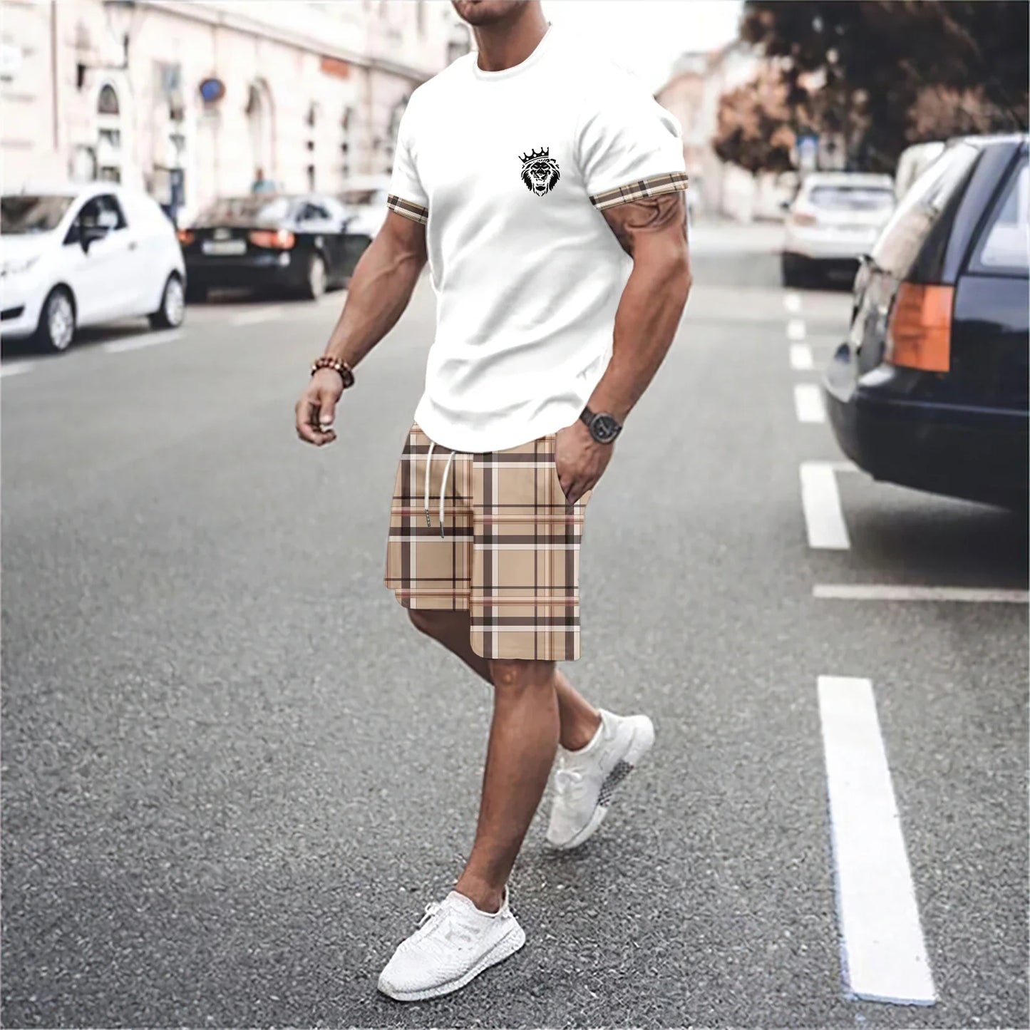 Men's T-Shirt Sets And Shorts Fashion Digital Printing Tow-Piece Casual Oversized Cloth Men's Tees Beach Wear Summer