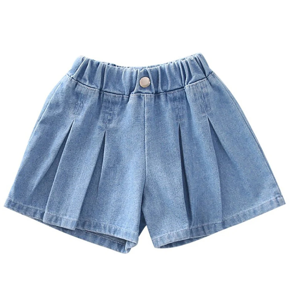 Girls Denim Short Solid Color Jeans For Girls Summer Kid Jeans Casual Style Children's Clothes 6 8 10 12 14