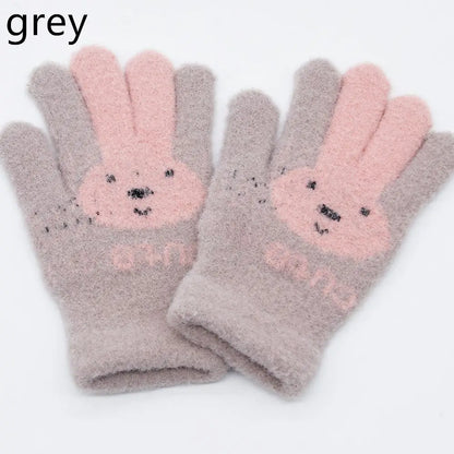 4-10 Years Children Girl Gloves Knitted Winter Boy Full Finger Wool Gloves Baby Girls Cute Rabbit Warm Soft Knitted Kids Gloves