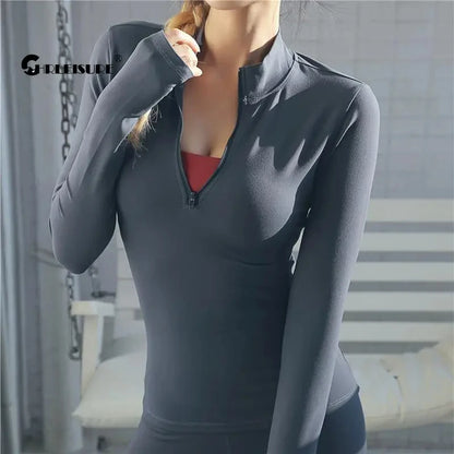 CHRLEISURE Long Sleeve Yoga Shirts Sport Top Fitness Yoga Top Gym Top Sports Wear For Women Push Up Running Full Sleeve Clothes