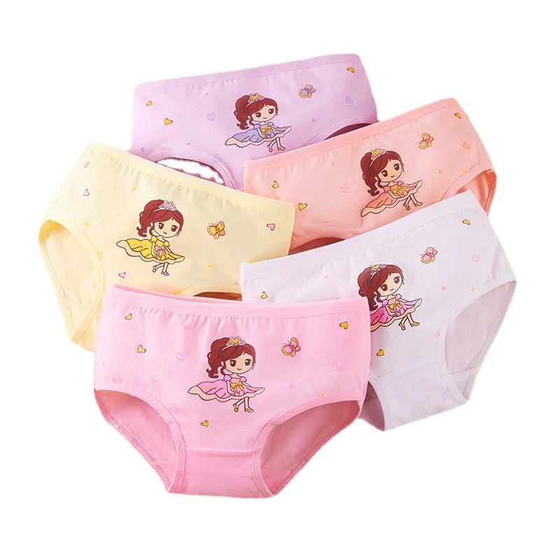 Girls Briefs Fine Cotton Underwear Cute Designs Printing Panties Kids Breathable Soft Healthy Underpants Girls Boxer 4pcs/Lot