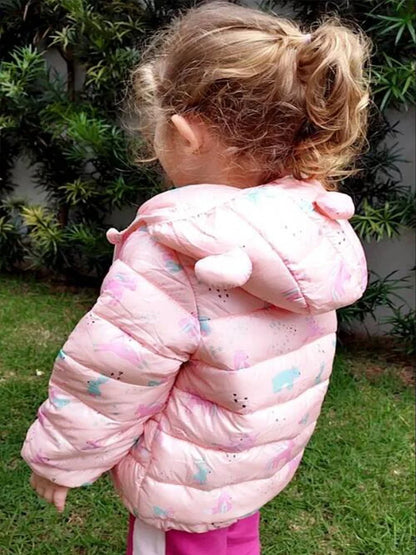 Dinosaur Print Hooded Lightweight Down Jackets Children Boys Baby Winter Outerwear Autumn Girls Coats Kid Cartoon Casual Clothes