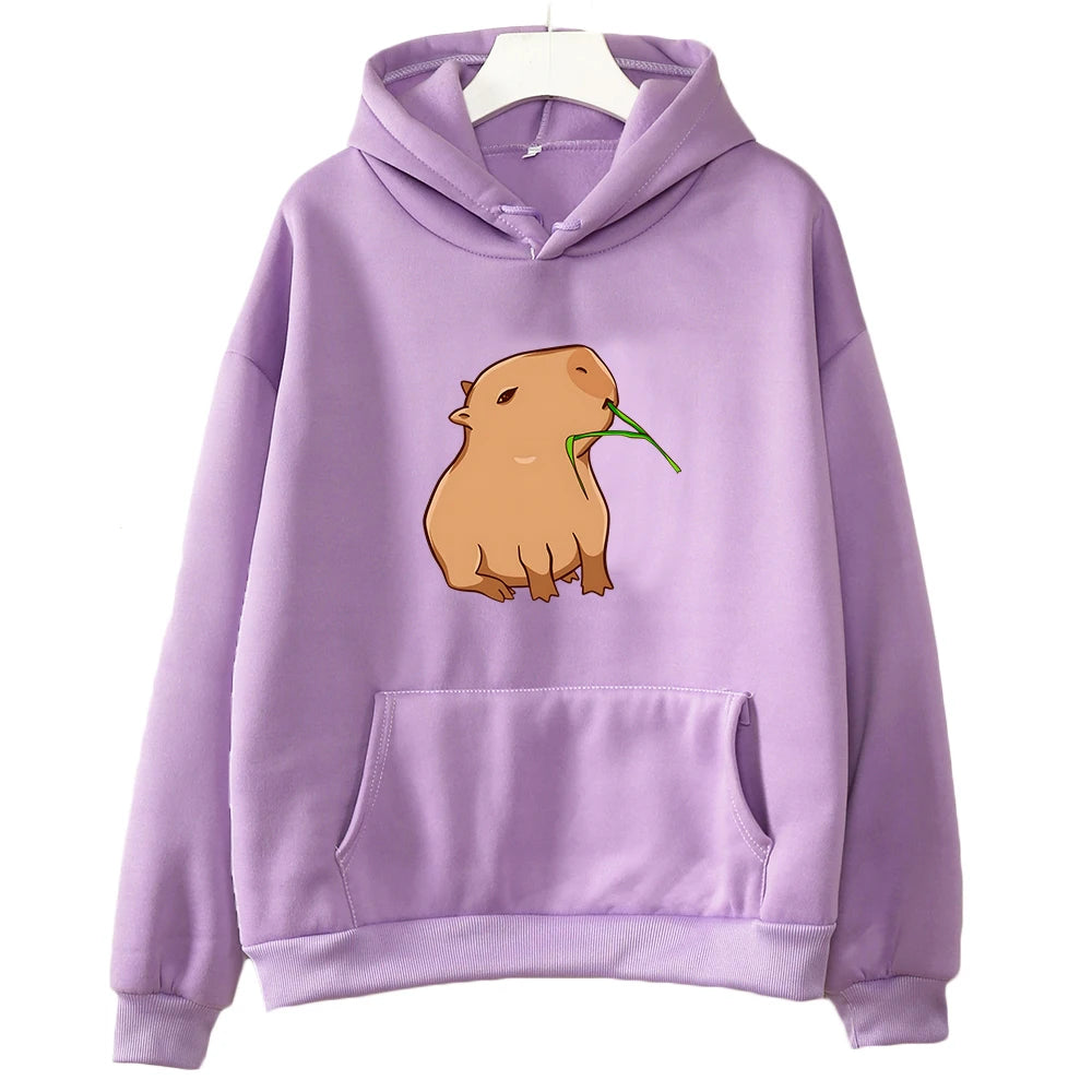 Funny Capybara Print Hoodie Women/Men Kawaii Cartoon Tops Sweatshirt for Girls Unisex Fashion Harajuku Graphic Hooded Pullovers