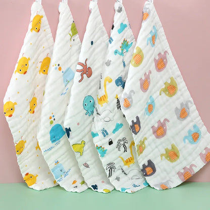 3Pcs Baby Towel Face Washcloth Muslin Squares Cotton Hand Wipe Six Layers Gauze for Bathing Feeding Kids Handkerchief 25x25cm