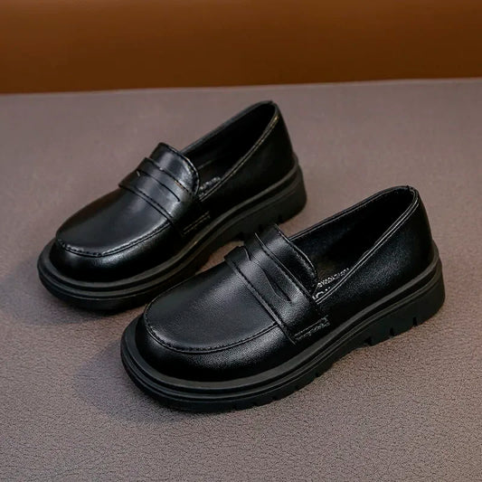 Children's Black Boys UK Uniform School Shoes Fashion Soft Kids Versatile Girls Shalow Loafers Slip-on Breatheable 2023 Spring