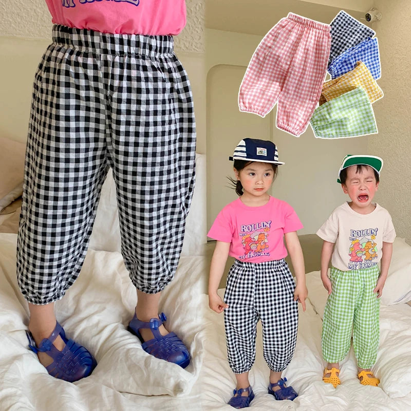 LJMOFA Kids Children Summer Harem Pants Cotton Spring Autumn Boy Girl Breathable Casual Long For Baby Teen Korean Trousers D376