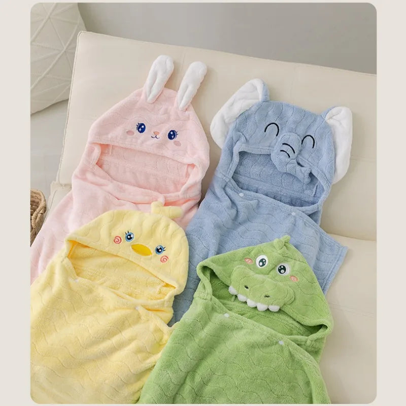 Baby Hooded Poncho Towel Children Hooded Bath Towel Coral Fleece Kids Beach Bathing Stuff Baby Swaddle Blanket Infant Washcloth