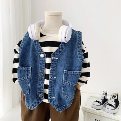 2024 new spring autumn summer fashion Baby girl kids cotton Denim vest children comfortable cute baby Clothes Children Clothing