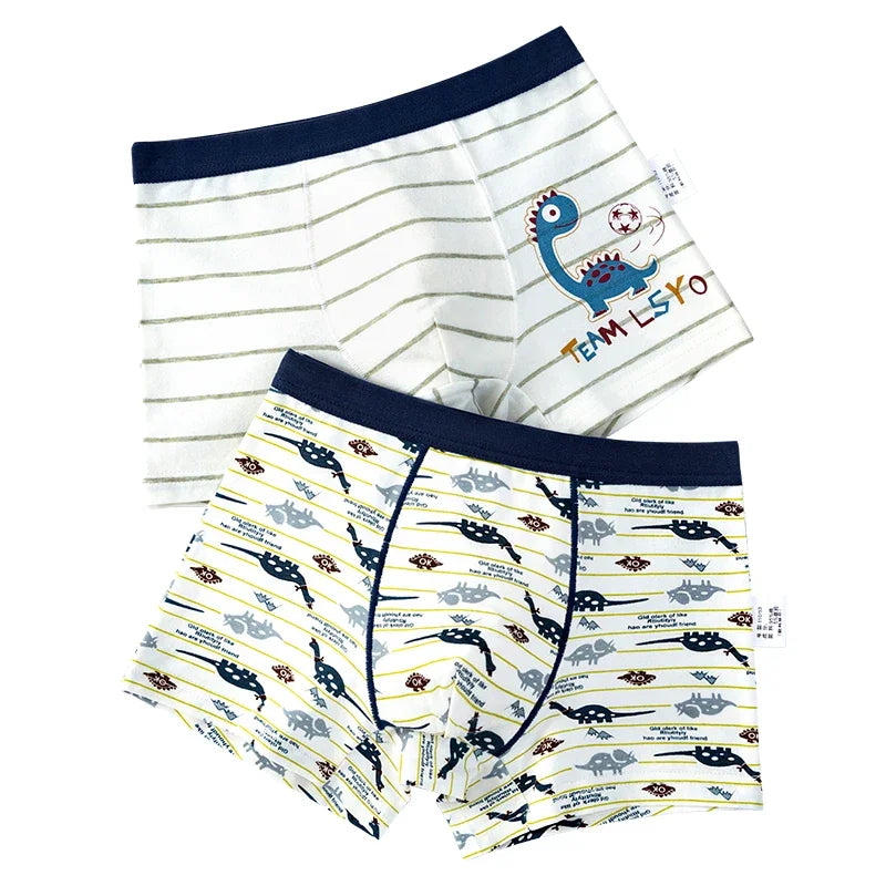 2Pcs Kids Cotton Shorts Boxer Children's Bottoms Boys Underwear Boxer Soft Breathable 2 To14years