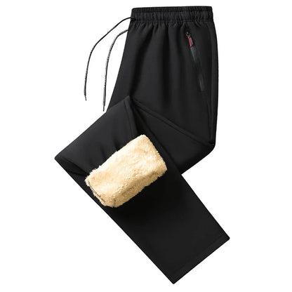 Men's Winter Fleece Pants Thick Warm New Casual Drawstring Lamb Fleece Sweatpants High Quality Zipper Pocket Jogging Sweatpant