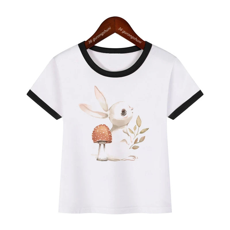 T-Shirt For Girls Cute Flower Animal Cartoon Print Girls Clothes Summer Casual Boys Tshirt Funny Toddler Tshirt Top Dropshipping