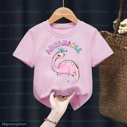 Just A Girl Who Loves Dinosaurs,Girl Dinosaur Gifts Tshirt Cute Children Tshirt Summer Fashion Girl T-Shirt White Pink Shirt Top