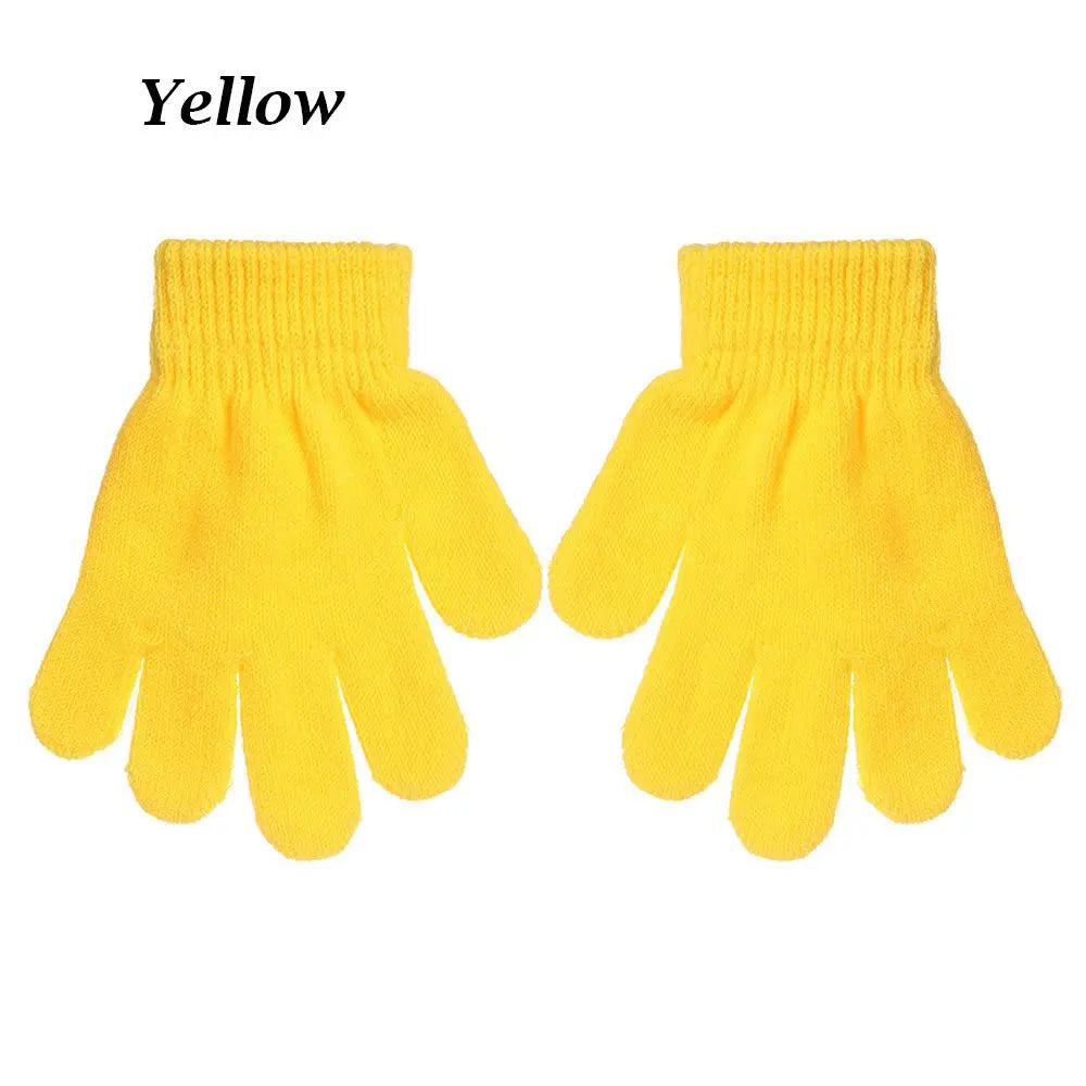 Kids Gloves Autumn Winter Keep Warm Boys Girls Candy Color Stretch Knitted Mittens Children Full Finger Gloves Clothes Accessory