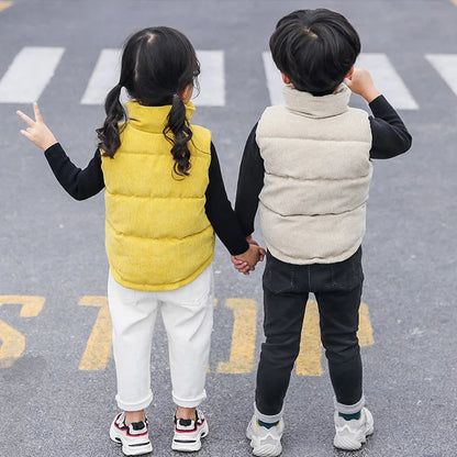 Corduroy Vests Kids Boys Girls Cotton Jackets Autumn Winter Baby Thick Warm Outerwear Children's Coat Casual Waistcoat Clothing