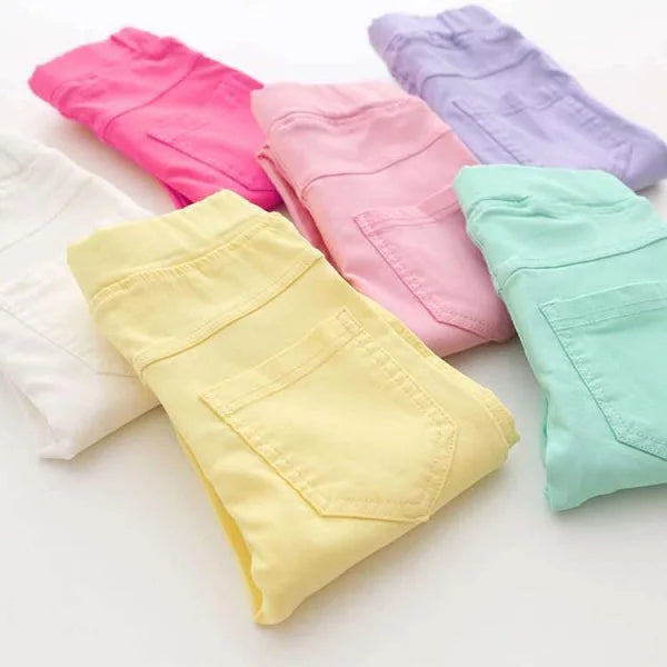 3-12-year-old girls pencil pants elastic baby Leggings 2024new slim fit children's Leggings solid color imitation jeans