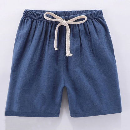 Kids Beach Shorts For Boys Girls Cotton Linen Breathable Elastic Waist Baby Short Pants Summer Thin Children's Short 2-10Years