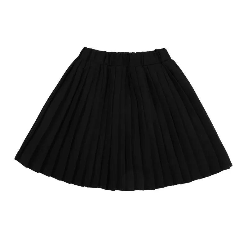 Baby Girls School Black Skirt Spring Autumn New Arrivals Princess Pleated Mini Skirt Korean Casual Clothes 4 5 7 8 9 11 13Years