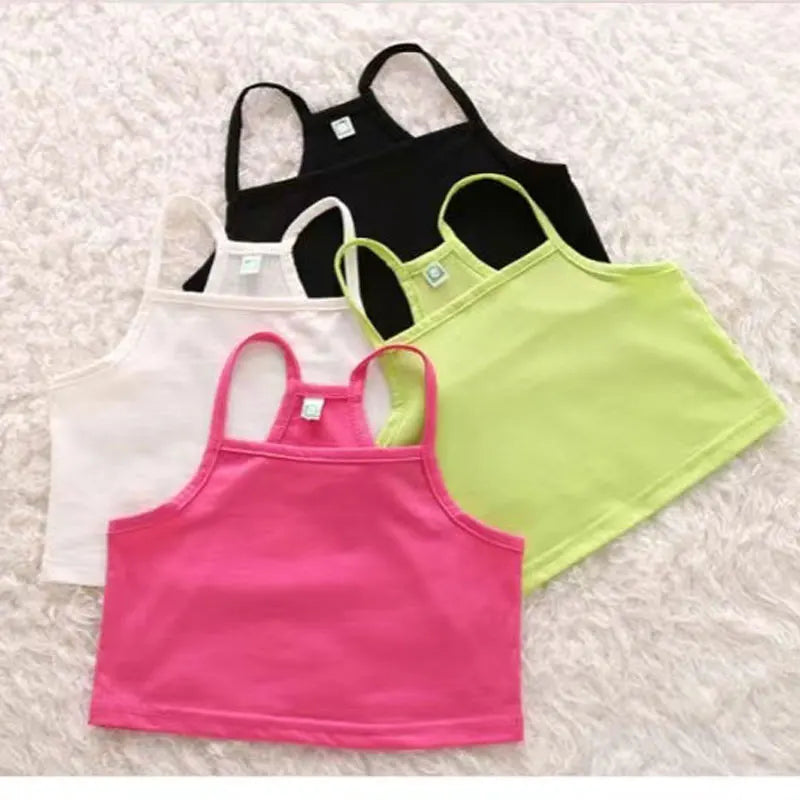 V-TREE Girls Tank Tops COTTON Girls Camisole Child Singlet for Girls Candy Color Girls Undershirt Kids Underwear Model