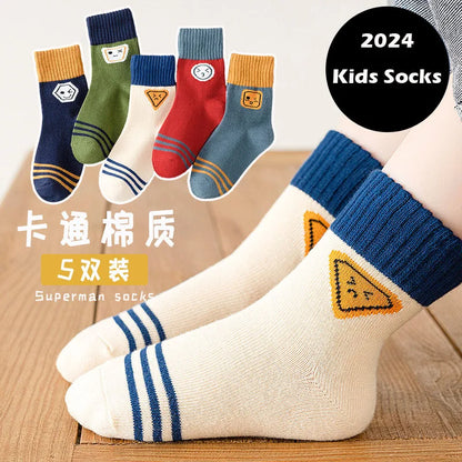 Baby Socks 5 Pairs/lot Autumn Cotton Socks Girls Boys 1-14T  Kids Cartoon Bear Pattern