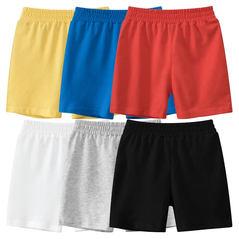 2024 Summer New Children's Sports Shorts Candy Color Short Pants for Boys Elastic Waist Beach Shorts Cotton Kids Clothes