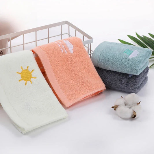 25*50cm Children Towels Baby Face Towel Soft Embroidered Absorbent Cotton Bath Towels for Newborn Kids Handkerchief Shower Stuff