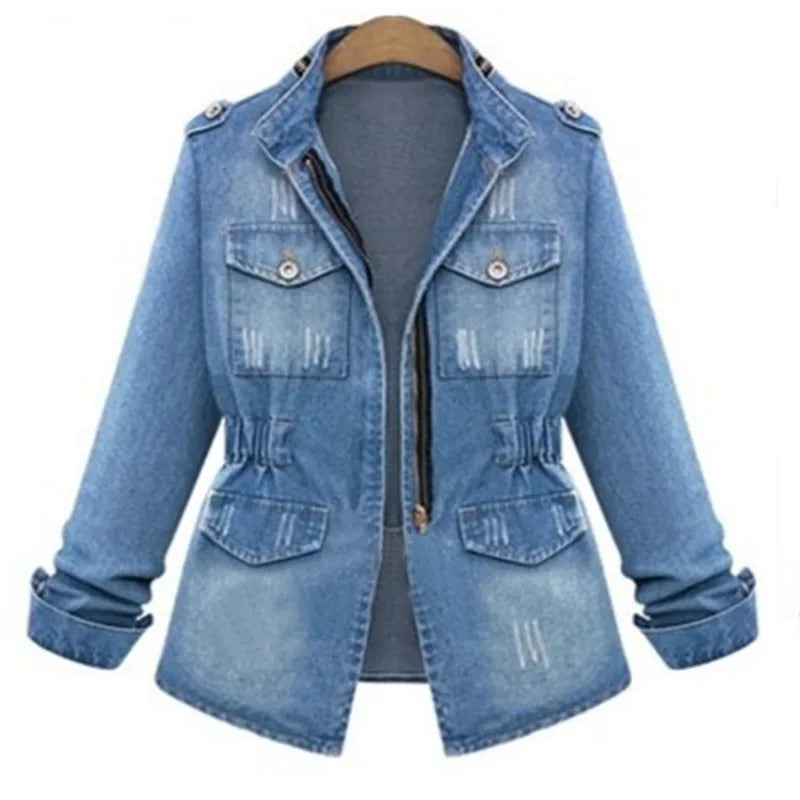 2024 Europe and America Wish Women's Denim Jacket Tight Slimming Denim Jacket Jacket Women's Denim Jacket Women