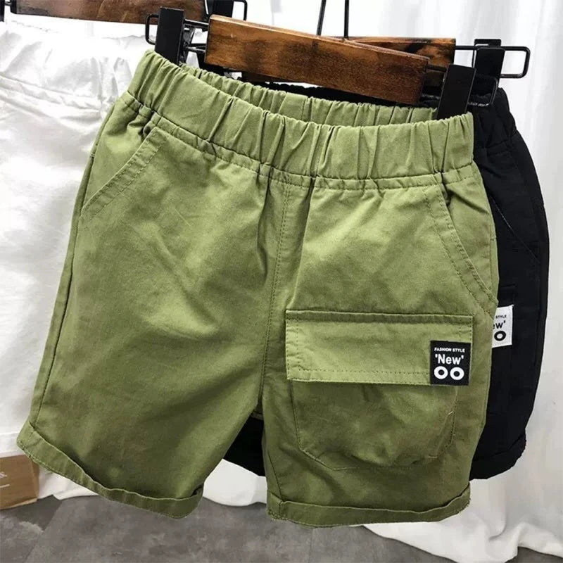 2024 Summer Boys Cool Casual Sports Cotton Shorts Fashion Baby Boy Cargo Shorts Children Elastic Waist Pant Kid Trousers Clothes